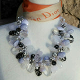 White & Black Chunky Statement Necklace, Unique OOAK Statement Collar, Great Gift for Her