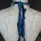 Unique Boho Tassel Multi-Strand Statement Necklace, Sari Silk Ribbon Collar, Gypsy Style Sautoir