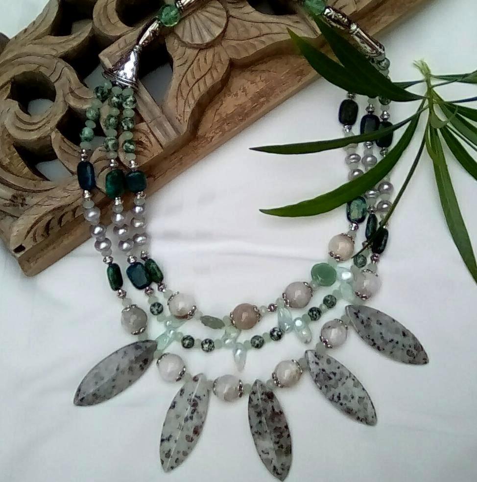 Boho Gemstone Multi-Strand Statement Necklace - Unique Gift for Her