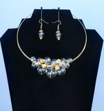 Clear Hand Blown Glass Wire Bridal Choker in Plated Gold with 14k Gold Plated accents - Unique Modern Bubble Gift for Her