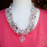Pearl & Crystal Chunky Bridal Statement Necklace,  Silver Wedding Jewelry, Party Necklace