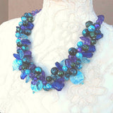 Violet Colorful Chunky Cluster Statement Necklace, Unique Gift for Her, Mother of the Bride Bib