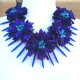 Violet Sari Ribbon Boho Statement Collar, Gypsy Style, Recycled Sari Silk Ribbon, Gift for Her