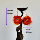 Colorful Sari Silk Ribbon Dangle Flower Statement Earrings - Boho Fabric Earrings